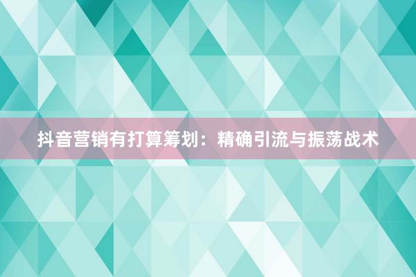 抖音营销有打算筹划：精确引流与振荡战术